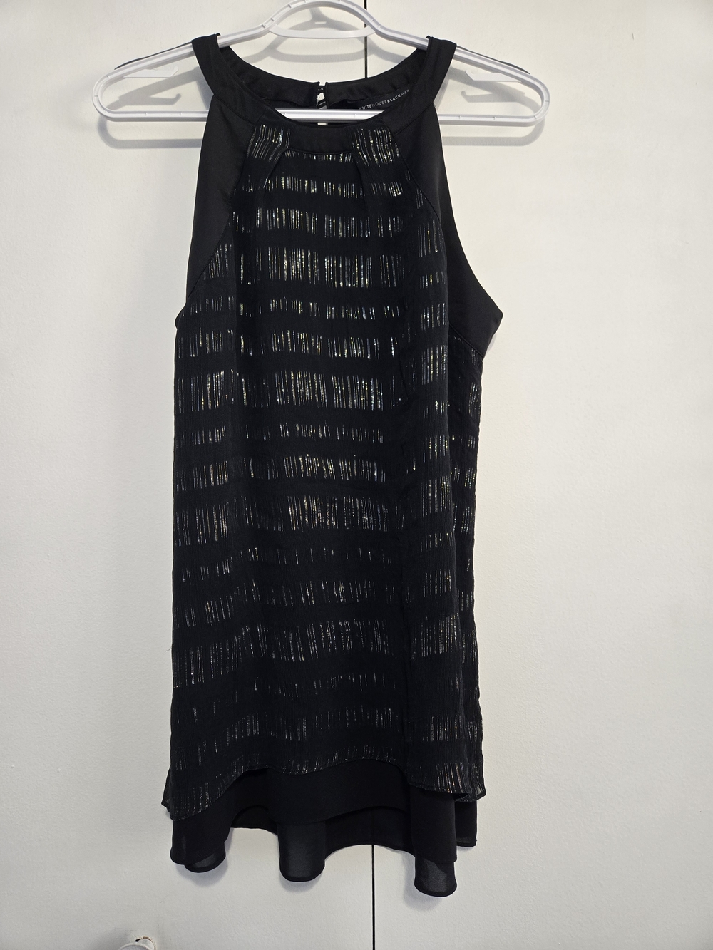 White House Black Market Silk Metallic‎ Stripe Sleeveless Blouse Size 8